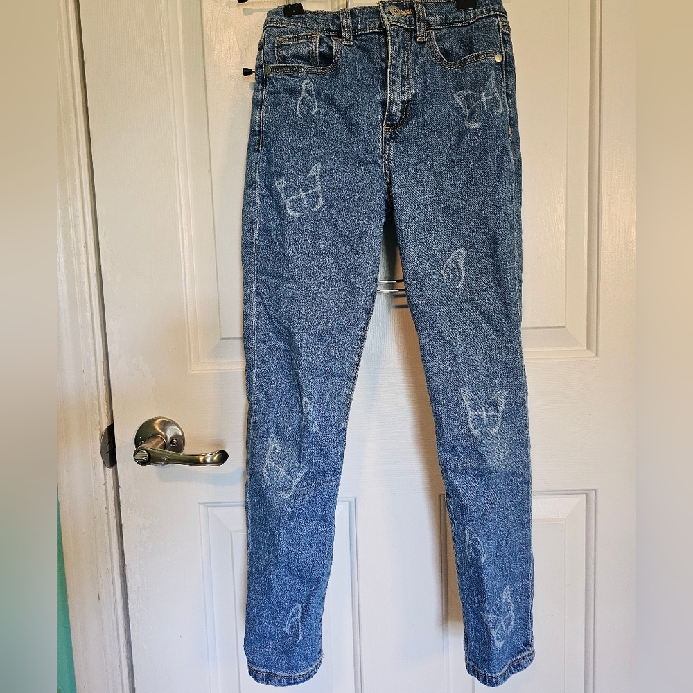Art Class Butterfly Print Straight Leg Jeans Kid's Size 8